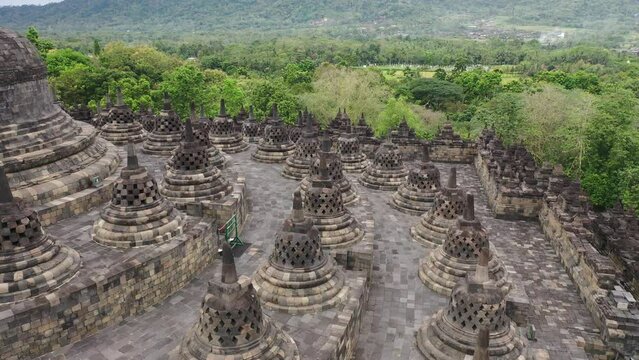 Aerial view of Borobudur temple, Central Java, Indonesia