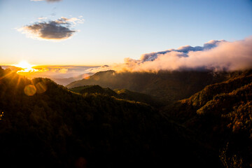 Obraz premium Autumn sunrise in Puigsacalm peak, La Garrotxa, Spain
