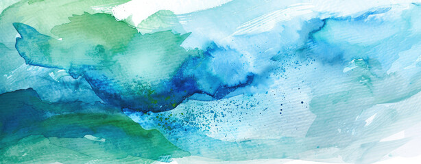 Tranquil abstract watercolor design with gentle curves and soft textural elements in cool blues and greens for serene backgrounds