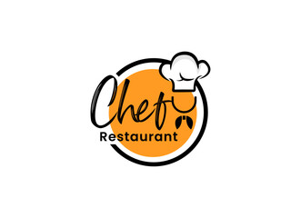 Chef and restaurant badge label logo design template. 