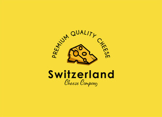 Switzerland cheese shop label stamp. Cheese Shop Logo Design Illustration