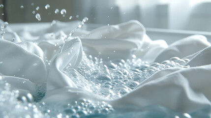 Fresh Laundry with Bubbles in a Washing Machine