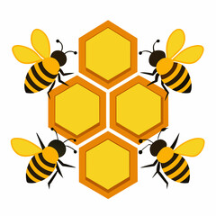  Bee honeycomb hexagon honey vector illustration isolated on white background 