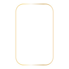 Golden rectangular vertical frame with rounded corners. Vector outline thin aesthetic geometric shine border for invitations design