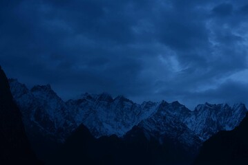 Beautiful view of snow-covered mountains in Skardu valley, Pakistan.