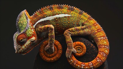 Fototapeta premium Close-up of a chameleon on a branch, perfect for nature themes