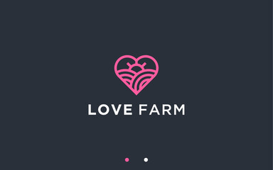 love with farming logo design vector silhouette illustration