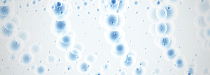 Abstract white and blue glowing bubbles background with futuristic and airy feel, creating a serene composition