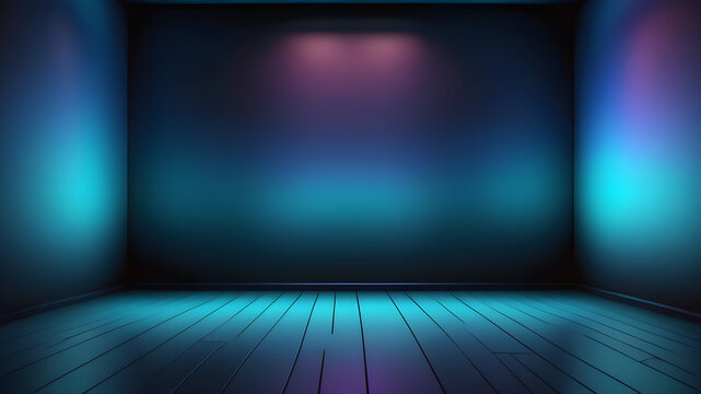 empty room with wall and colorful lights. Gaming room concept or interior 