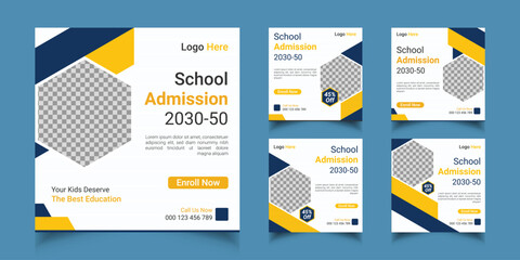 School Admission kids social media post template
