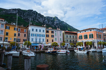 The beautiful town of Gargnano, during the spring, on the Lake Garda, Italy - May 4, 2024