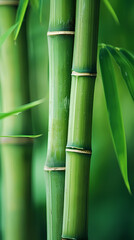 Fototapeta premium Close-up of bamboo stalks with blurred background