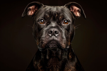 Fototapeta premium Portrait of beautiful american staffordshire terrier dog, close-up view.