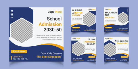 School Admission kids social media post template