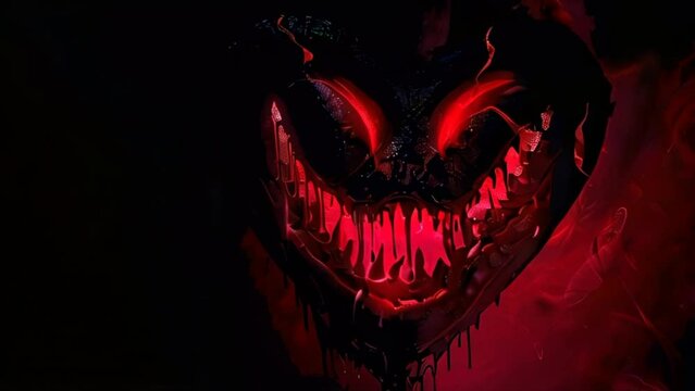 Evil Grinning Bloody Dark Heart