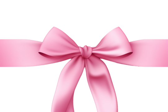 Whimsical Pink Ribbon Dance on White Canvas on a White or Clear Surface PNG Transparent Background.