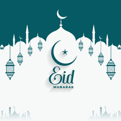 Eid Mubarak festival mosque greeting background