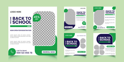 School Admission kids social media post template