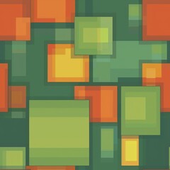 Abstract Geometric Background with Vibrant Green and Orange Squares