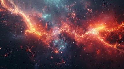 Fototapeta premium Abstract Nebula with Glowing Energy Cosmic Current
