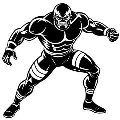 Naklejka premium Wrestler fighting silhouette vector illustration 