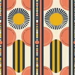 Vibrant Abstract Sun and Stripes Pattern Design