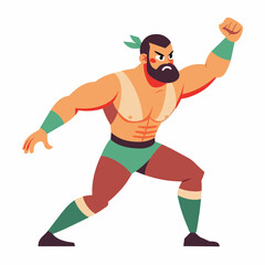 Naklejka premium Wrestler fighting vector illustration 