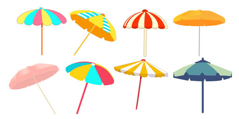 colorful umbrellas set isolated  on white background in flat stile Vector illustration EPS 10