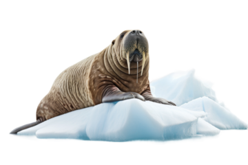 The Arctic Dream: A Walpopotamus Chill Retreat on a White or Clear Surface PNG Transparent Background.