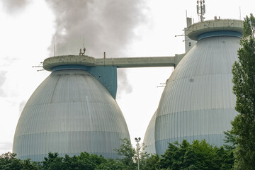 Large concrete tank of a sewage treatment plant