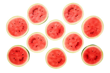 Melon Mosaic: A Dance of Juicy Slices on a White or Clear Surface PNG Transparent Background.