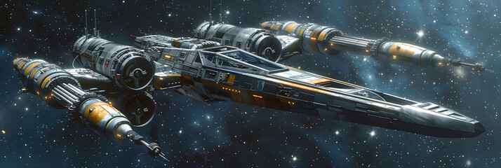 The iconic Y-wing Starfighter floating amidst the cosmos - A symbol of interstellar technology
