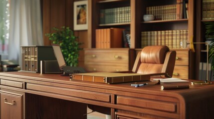 A modern laptop computer on a wooden desk. Perfect for technology and workspace concepts
