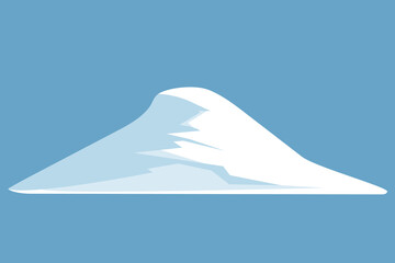 A minimalist, flat illustration of an immense snowdrift, isolated against a serene blue background.