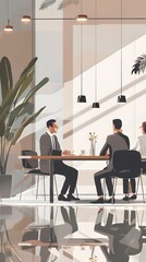 Fototapeta premium Experienced Corporate Leaders Engaged in Strategic Discussion at Polished Conference Table