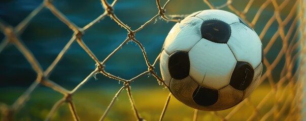 Close-up Shot of Soccer Ball in Net