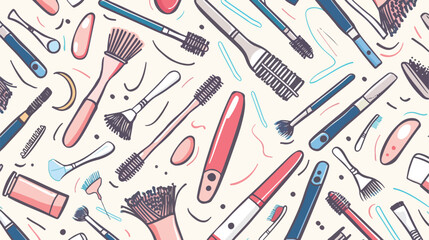 Manicure equipment seamless pattern. Hand drawn color