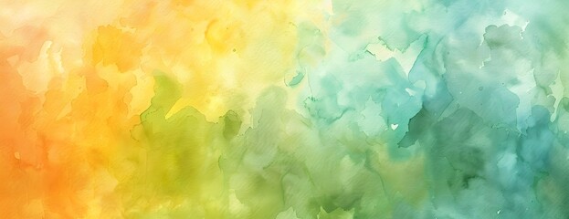 Watercolor background with a soft gradient of pastel colors, green, yellow, orange and blue in the style of various artists
