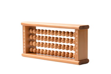 The Timeless Harmony: Wooden Abacus on White on a White or Clear Surface PNG Transparent Background.