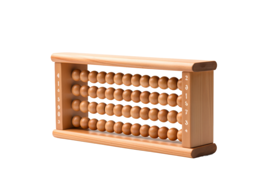 The Timeless Harmony: Wooden Abacus on White on a White or Clear Surface PNG Transparent Background.