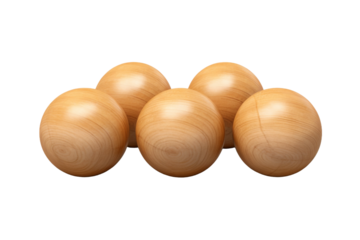 Towering Cascades: a Sculpture of Interlocking Wooden Spheres on a White or Clear Surface PNG Transparent Background.