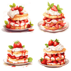 Collection of delicious and scrumptious cake with strawberries