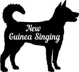 New Guinea Singing Dog silhouette dog breeds logo dog monogram vector