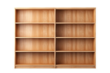 The Enchanted Wooden Realm: A Tale of Four Shelves on a White or Clear Surface PNG Transparent Background.