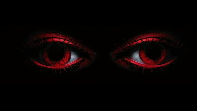 Closeup of a Pair of Red Isolated Horror Theme Eyes