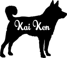 Kai Ken. Dog silhouette dog breeds logo dog monogram vector