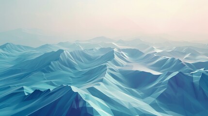 Digital Landscape Geometric Hills and Valleys Stretch Across a Virtual Horizon