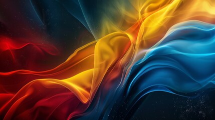 Energetic Vibrant Color Waves on Black Backdrop