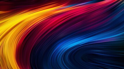 Naklejka premium Bold and Dynamic Color Waves Abstract on Black Backdrop