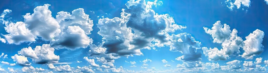 A beautiful blue sky filled with fluffy white clouds